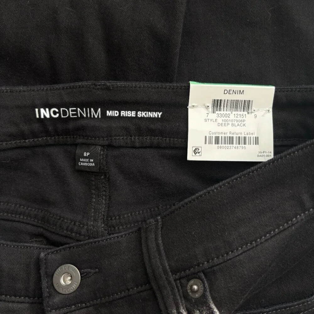 I.N.C. International Concepts Petite Mid Rise Black Skinny Jeans NWT - Picture 8 of 8